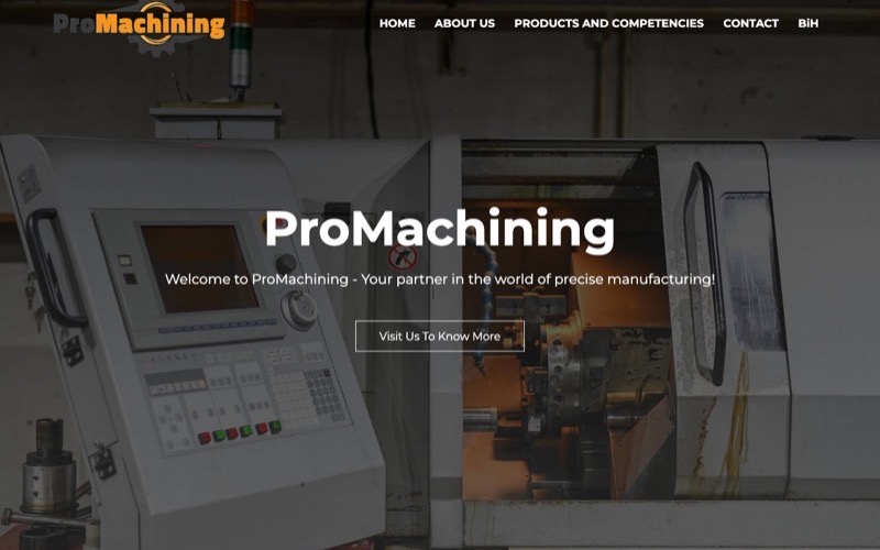 ProMachining homepage for a precision manufacturing company